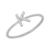 0.05ct 14k White Gold Diamond Lady's Ring - Letter K
